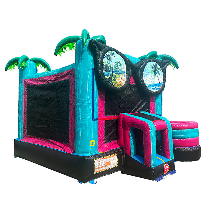 Good Vibes Wet & Dry Combo Inflatable Bounce House Front View | Beyond Tent