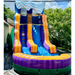 Beyond Tent 15' Lightweight Caribbean Wave Waterslide backyard setup with trees and neighboring houses in the background