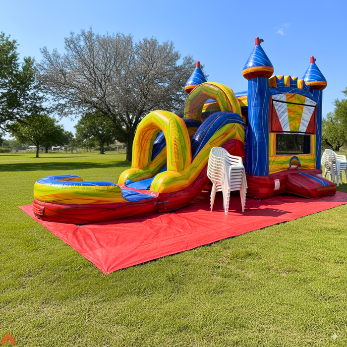 Rainbow Fest Wet-Dry Bounce House Combo  - Commercial Grade