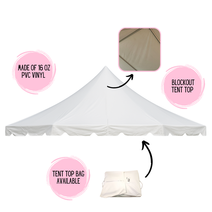 20' Wide Commercial Party Pole Tent Top for Events