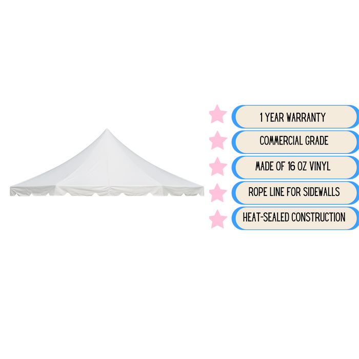 20' Wide Commercial Party Pole Tent Top for Events