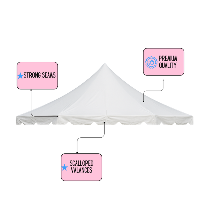20' Wide Commercial Party Pole Tent Top for Events