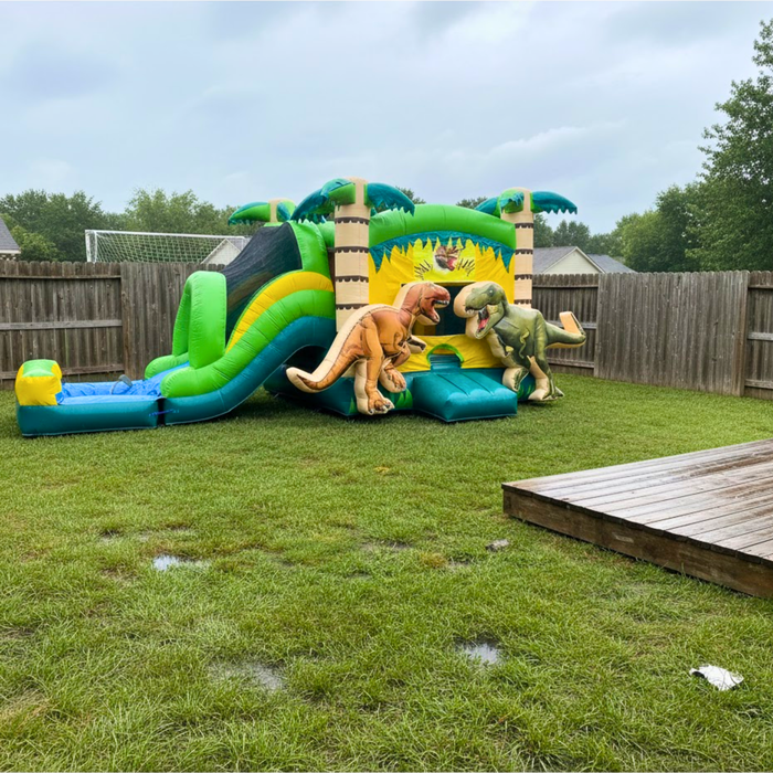 Beyond Tent Dinosaur Inflatable Bounce House Slide Combo Wet/Dry - Commercial Grade