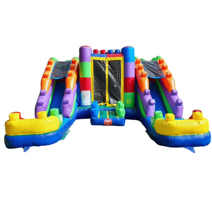 15' Lightweight Dual Lane Block Slide Combo (Detachable Pool)