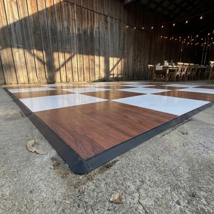 Dark Timber & White Natural Checkered Portable Dance Floor