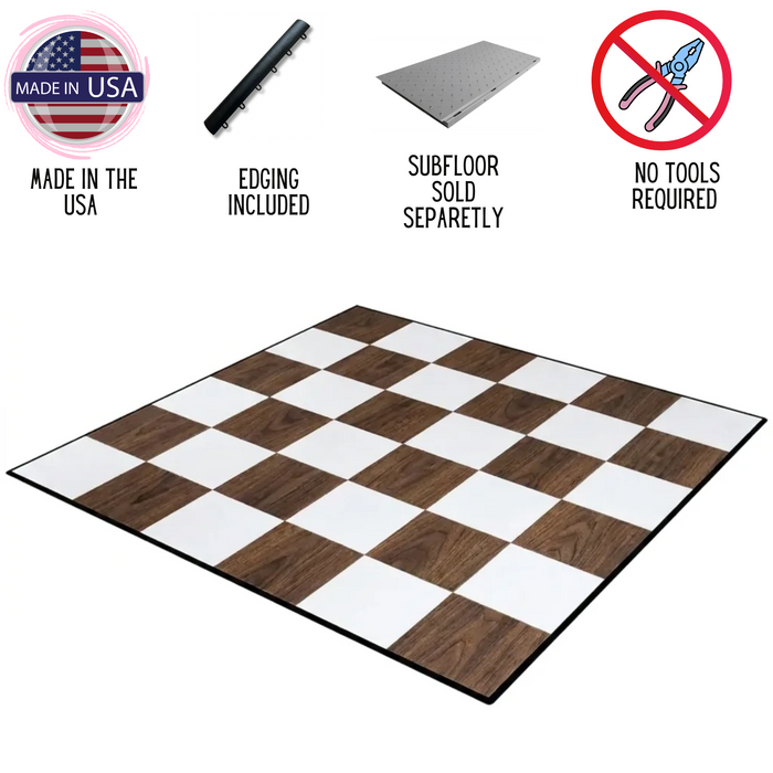 Dark Timber & White Natural Checkered Portable Dance Floor