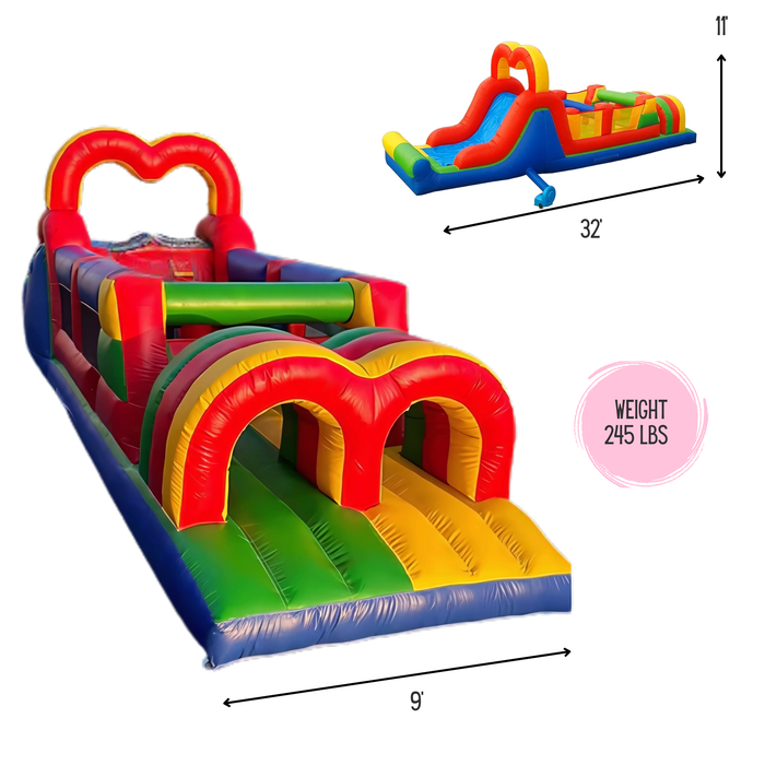 32' Turbo Run Inflatable Obstacle Course - Commercial Grade