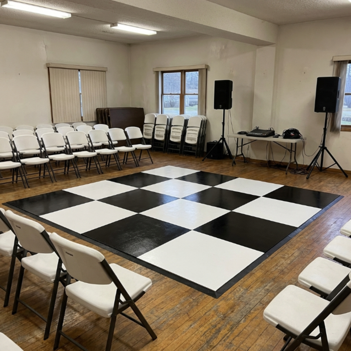 Glossy Black & White Checkered Dance Floor (Commercial)