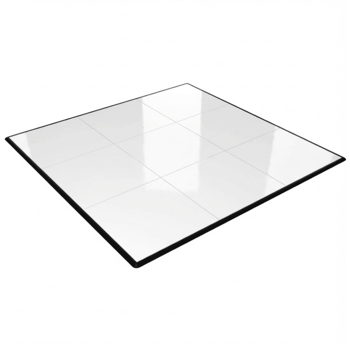 Glossy White dance Floor  with black frame on a white background