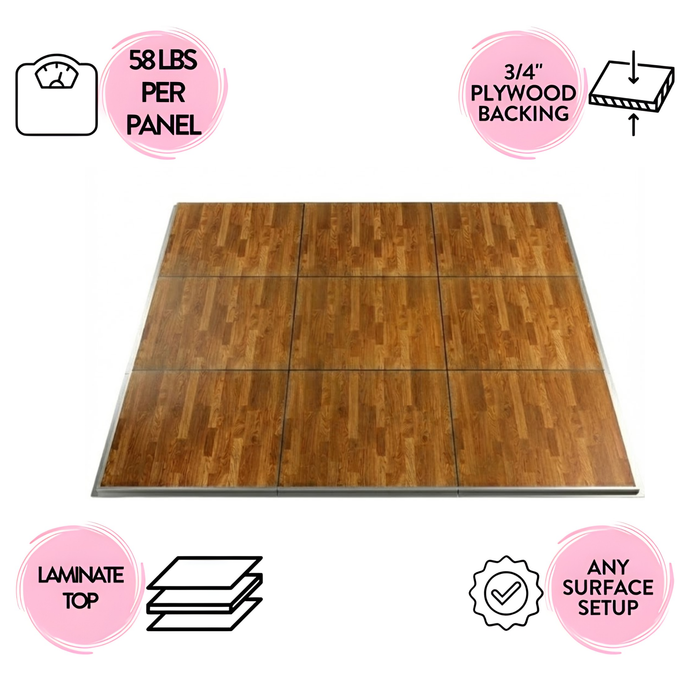 New England Plank Laminate Portable Dance Floor - Subfloor Included