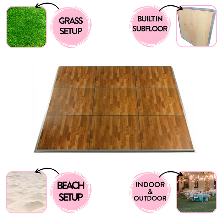 New England Plank Laminate Portable Dance Floor - Subfloor Included