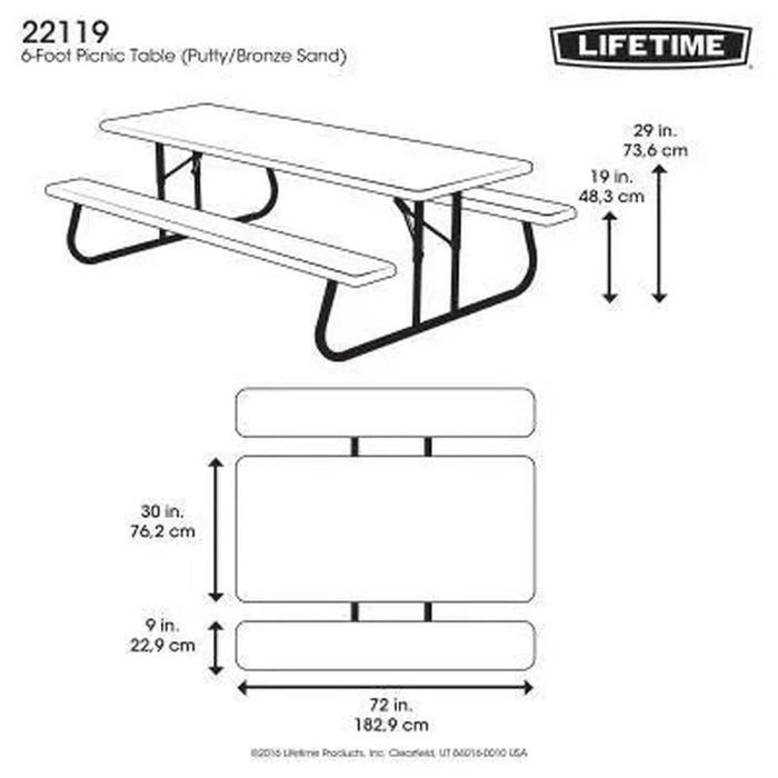 Lifetime 6' Classic Folding Picnic Table