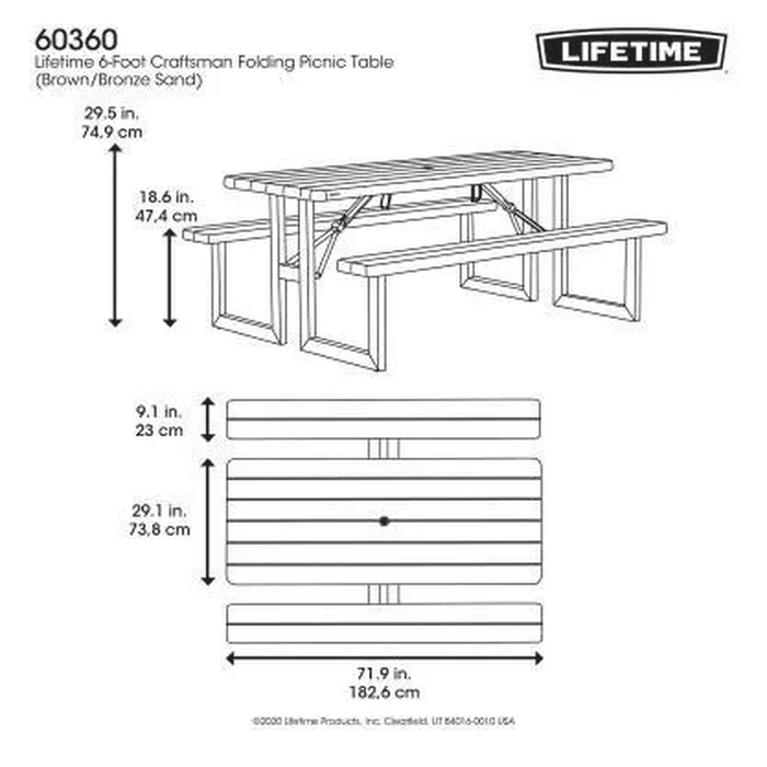 Lifetime 6' Craftsman Folding Picnic Table