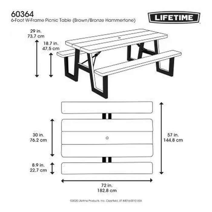 Lifetime 6' W-Frame Folding Picnic Table