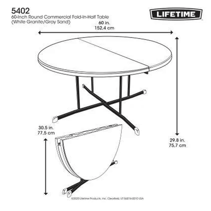 Lifetime 60" Round Fold-In-Half Table
