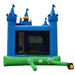 Inflatable bounce house with castle design on a white background