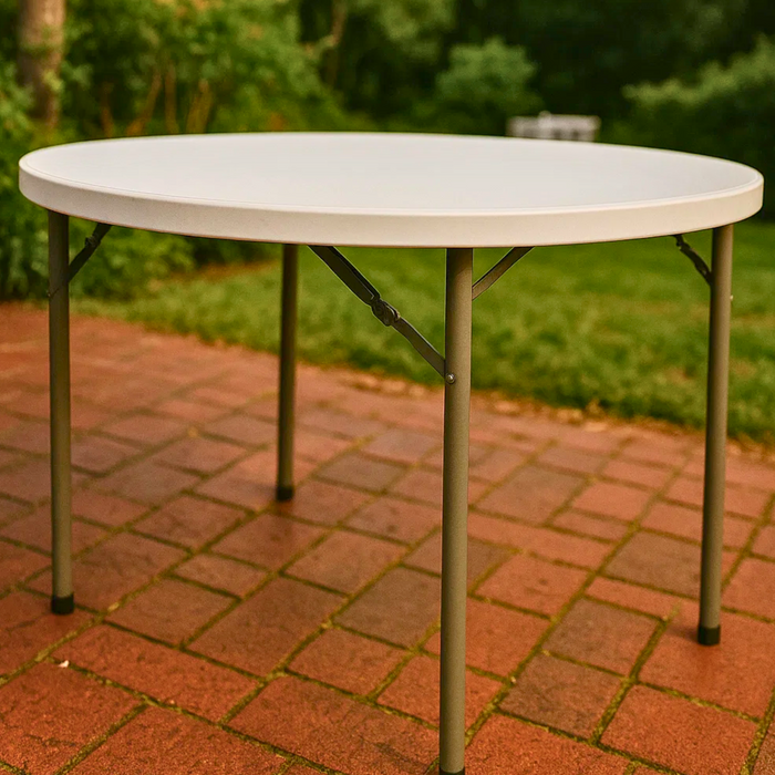 4' Round White Plastic Folding Table
