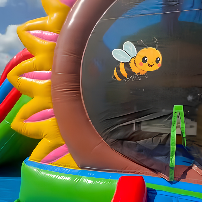 Petal Splash 2-Lane Water Slide and Bouncer with Blower