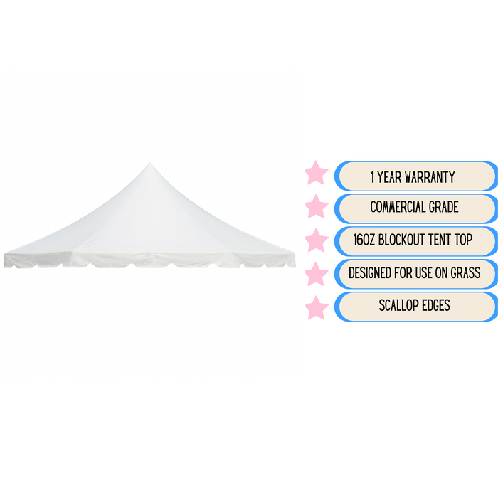 40' Wide Commercial Party Pole Tent Top for Events