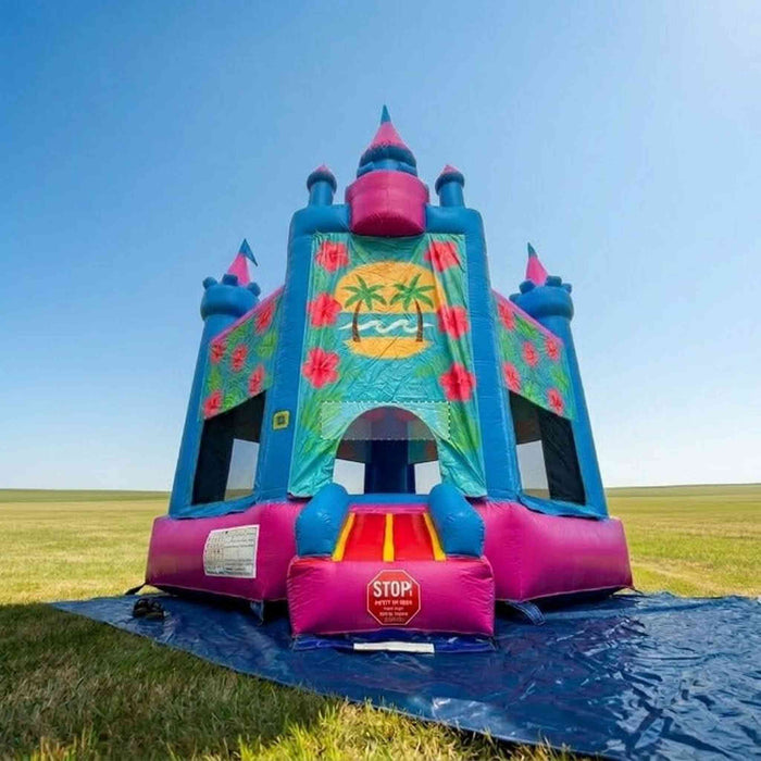 Lightweight Hawaiian Castle Bounce House with Blower