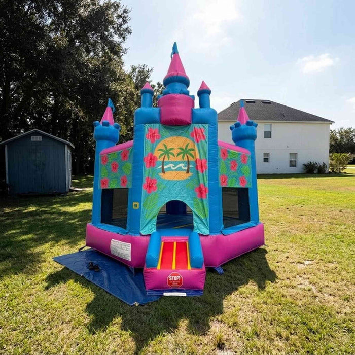 Lightweight Hawaiian Castle Bounce House with Blower