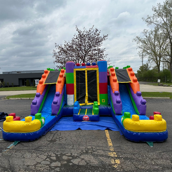 15' Lightweight Dual Lane Block Slide Combo (Detachable Pool)