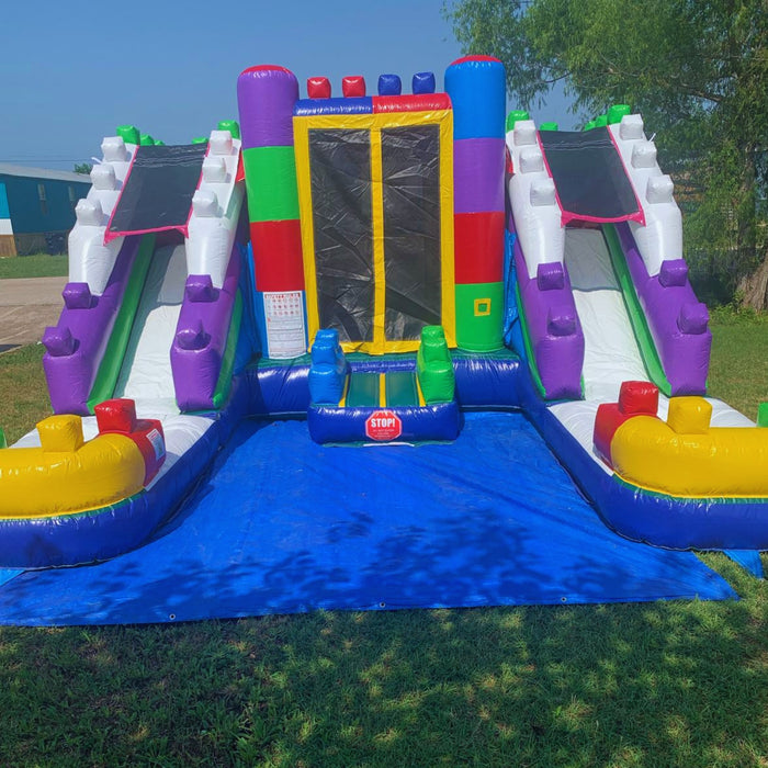 15' Lightweight Dual Lane Block Slide Combo (Detachable Pool)