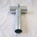 West Coast Frame Tent 1-Way End Rail Fitting with a  'B' printed on the vertical tube, resting on a white fabric background.