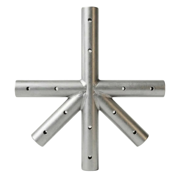 West Coast Frame Tent 6-Way Hip Joint Fitting with pre-drilled holes, shown against a plain white background.