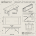 Custom Concept Rendering of a folding farm table with dimensions and views