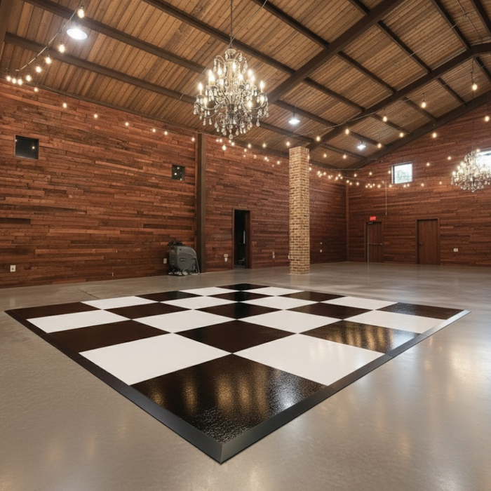 Slate Black & Slate White Checkered Portable Dance Floor