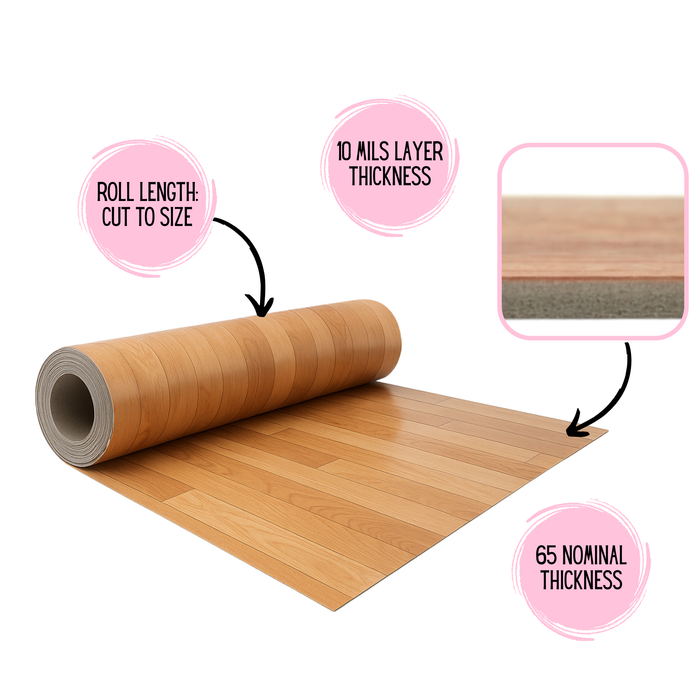 Dark Maple Rolled Vinyl Flooring