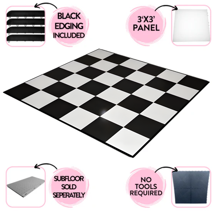 Slate Black & Slate White Checkered Portable Dance Floor