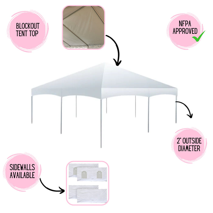 outside the tent 20' x 20' West Coast Frame Party Tent