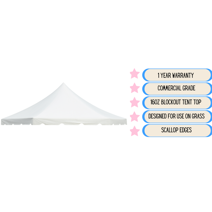 30' Wide Commercial Party Pole Tent Top for Events