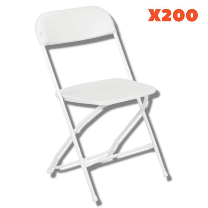 200 Hercules Plastic Folding Chairs with Dollies Package