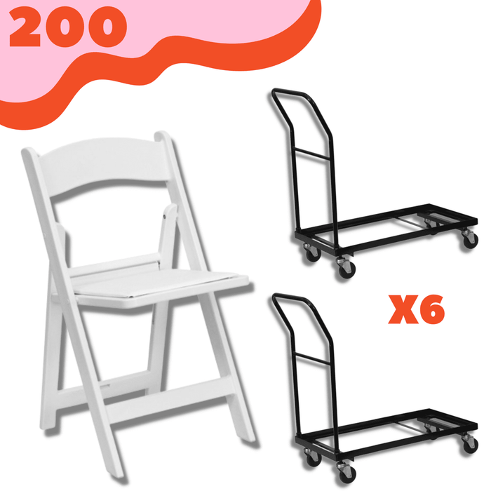 200 Hercules Resin Folding Chairs with Dollies Package