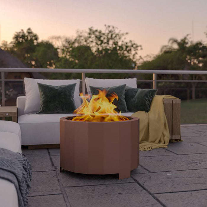 Flash Furniture 27 in. Titus Commercial Grade Smokeless Outdoor Natural Wood Burning Portable Fire Pit With Waterproof Cover Black