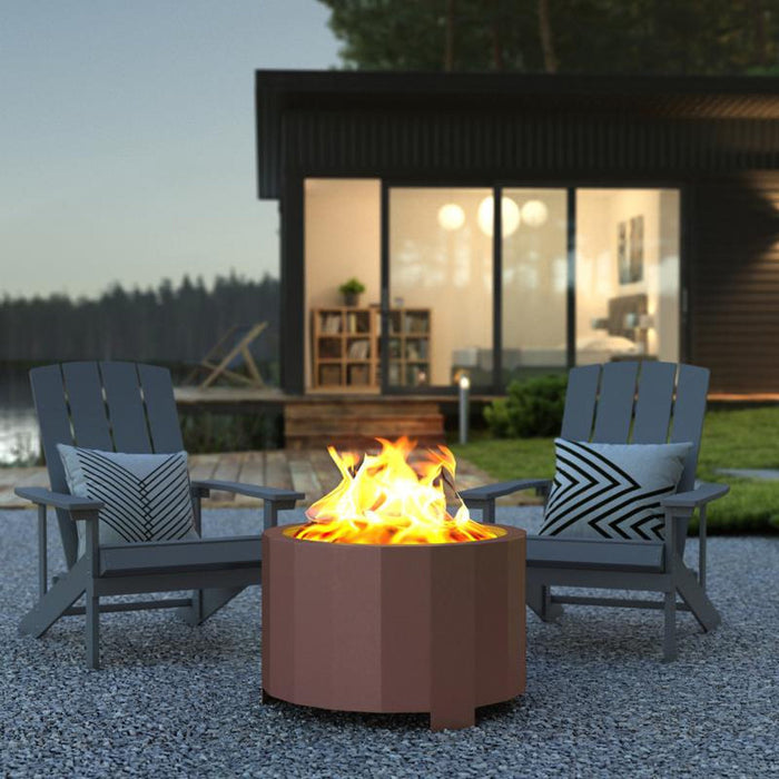fire pit tent Flash Furniture 27 in. Titus Commercial Grade Smokeless Outdoor Natural Wood Burning Portable Fire Pit With Waterproof Cover Black