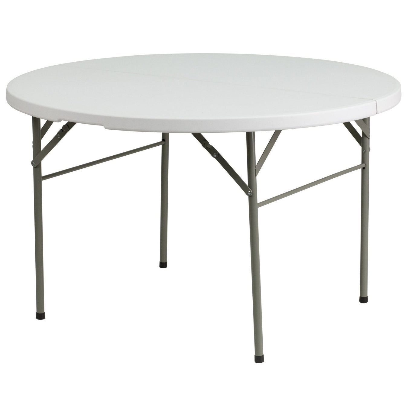 4' Bi-Fold Round White Plastic Folding Table