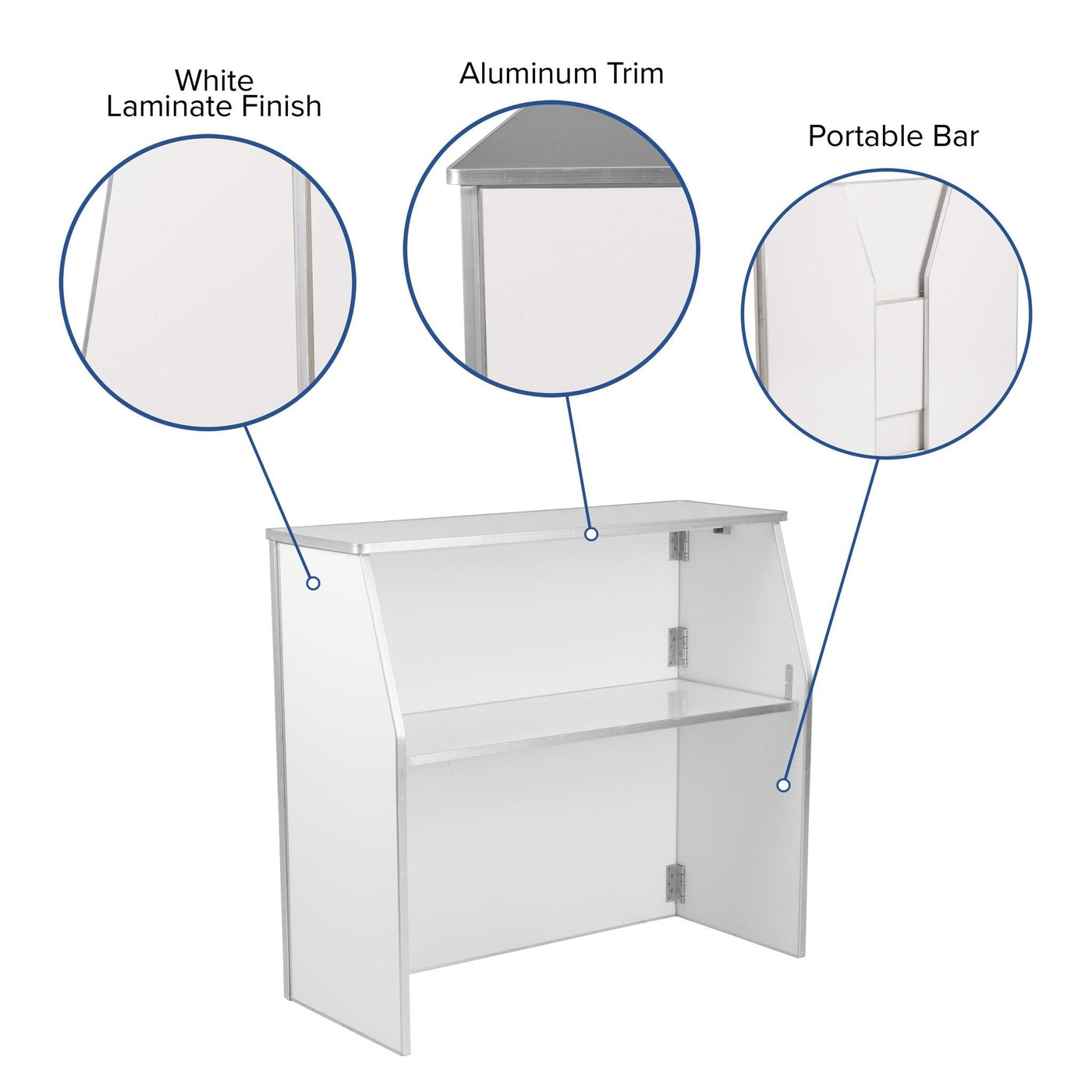 4' White Laminate Foldable Bar — Beyond Tent