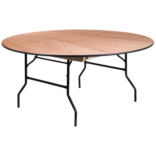 5.5' Round Clear Coated Birchwood Folding Table
