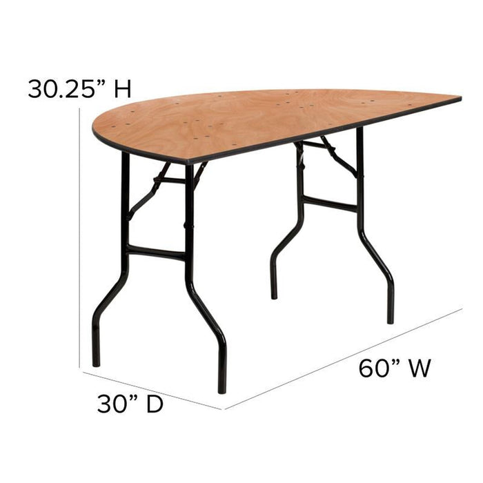 5' Half-Round Wood Folding Banquet Table