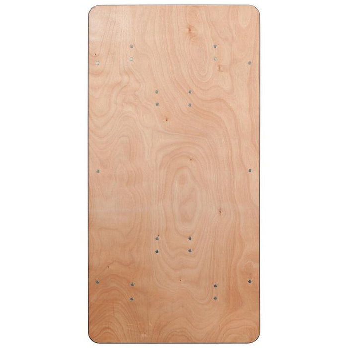 5' Rectangular Clear Coat Birchwood Folding Table