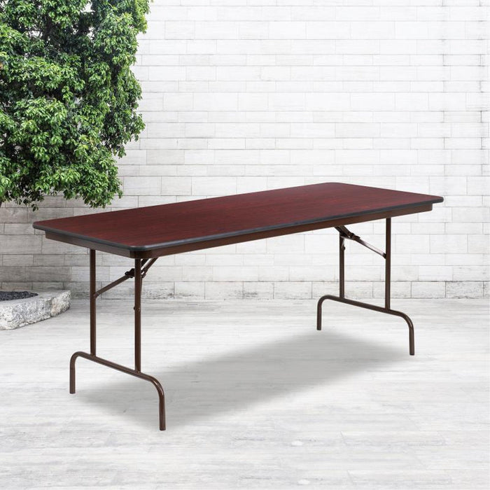 6' High Pressure Mahogany Laminate Folding Table