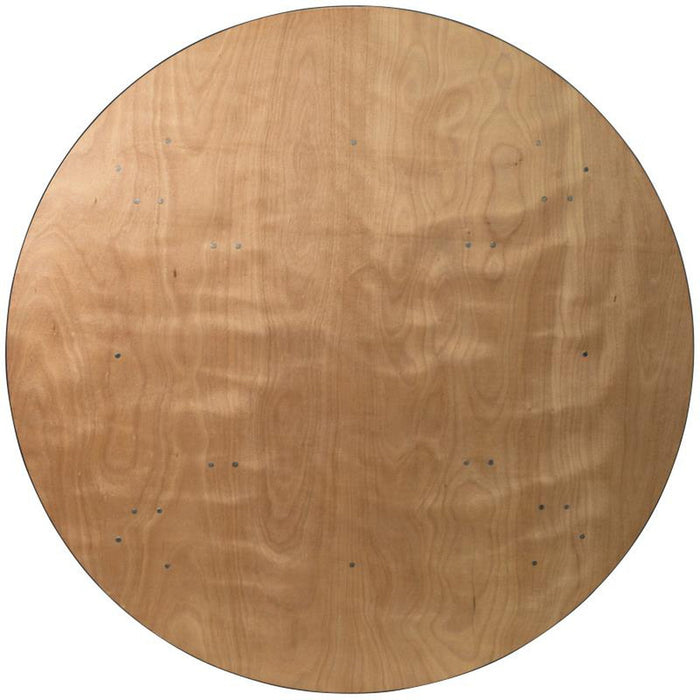 6' Round Clear Coated Birchwood Folding Table