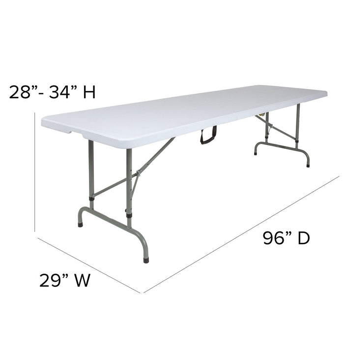 8' Bi-Fold Rectangular Plastic Folding Table