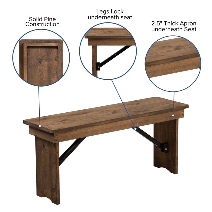 Hercules 40'' x 12'' Pine Folding Farm Bench