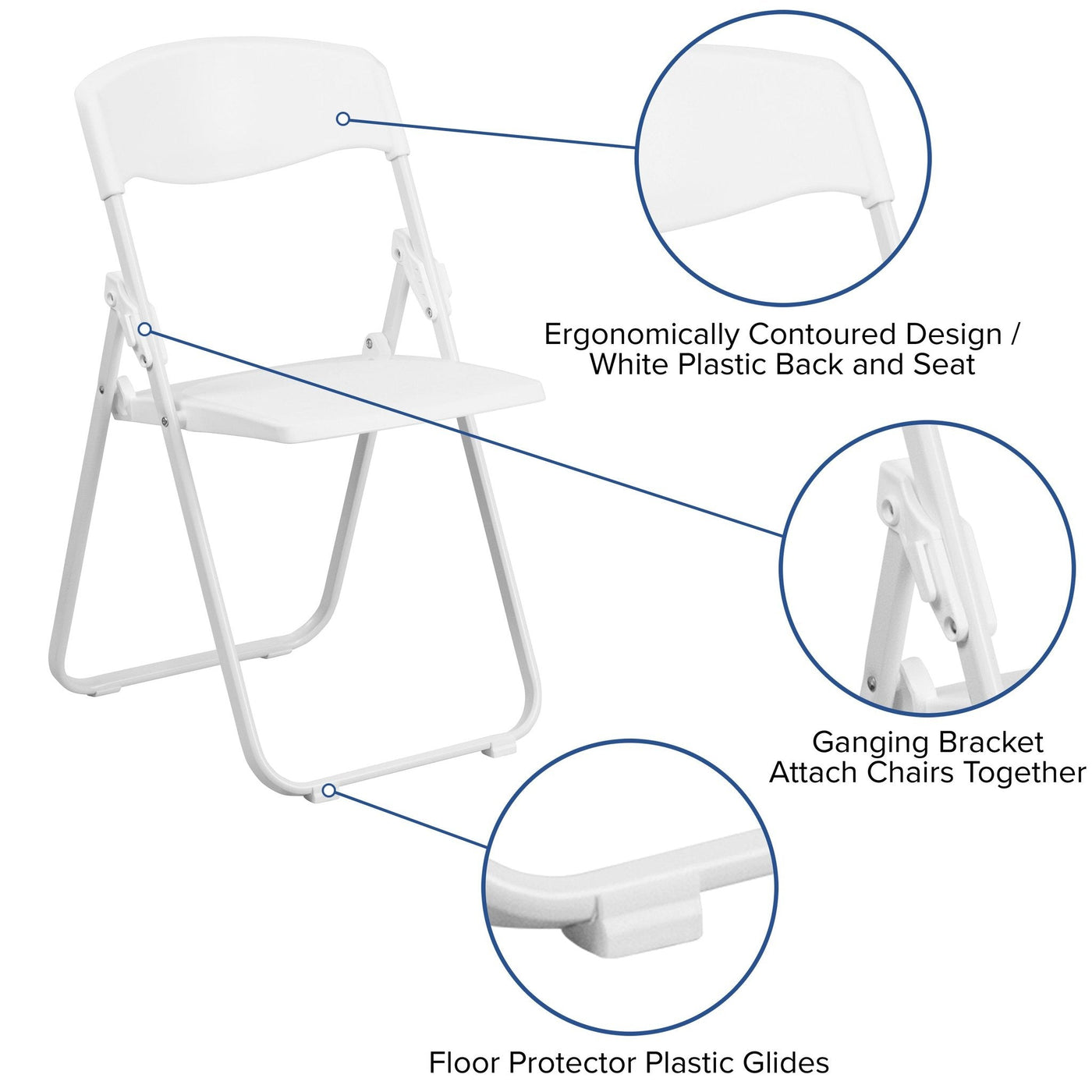 Hercules Plastic Folding Chair with Builtin Ganging Brackets — Beyond Tent