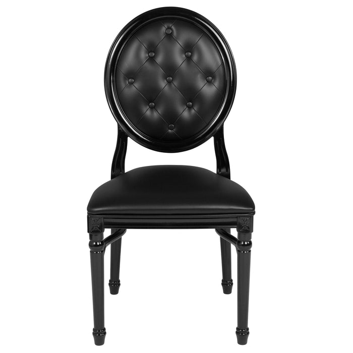 Hercules Tufted Black King Louis Chair